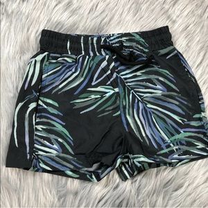 Sometime Soon Toddler Boys 2 Black Blue Green Leaf Print Swim Shorts